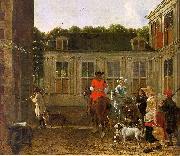 Ludolf de Jongh Hunting Party in the Courtyard of a Country House oil painting reproduction